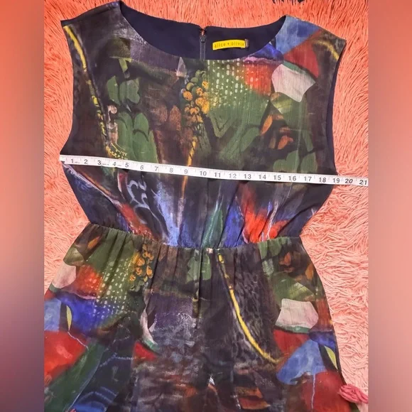 Alice+Olivia A-line Maxi Multicolor Sleeveless Dress. Size M - Picture 8 of 11